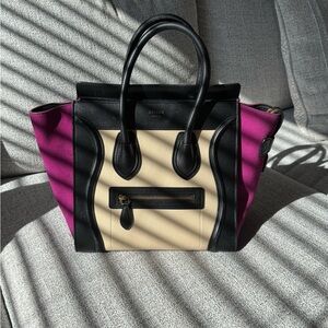 Celine Tricolour Suede Luggage Tote *AS IS*